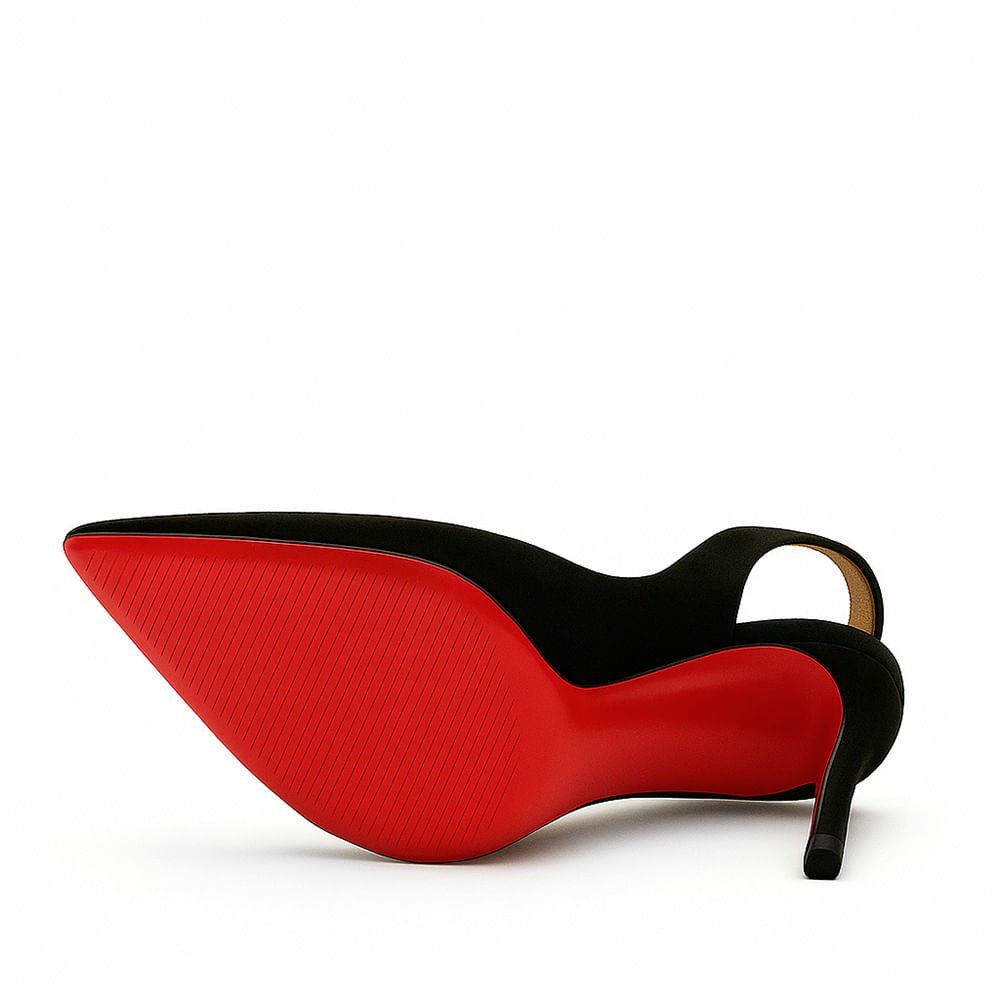 Scarpin Royalz Nobuck Sola Vermelha Salto Alto Fino Celine Slingback Preto Preto 3