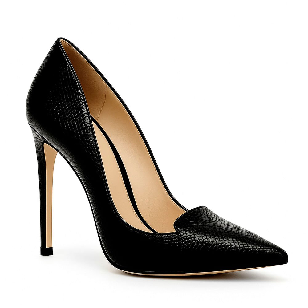 Scarpin Royalz Cobra Salto Alto Fino Elise Preto Preto 2