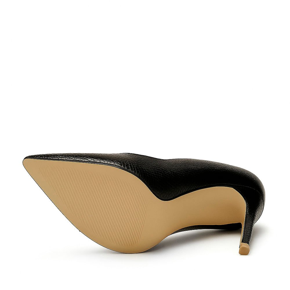 Scarpin Royalz Cobra Salto Alto Fino Elise Preto Preto 3