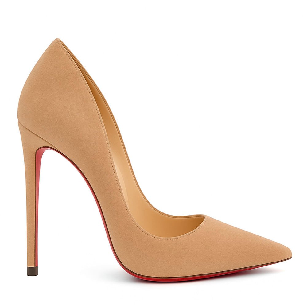 Scarpin Royalz Nobuck Sola Vermelha Salto Fino Celine Nude Escuro
