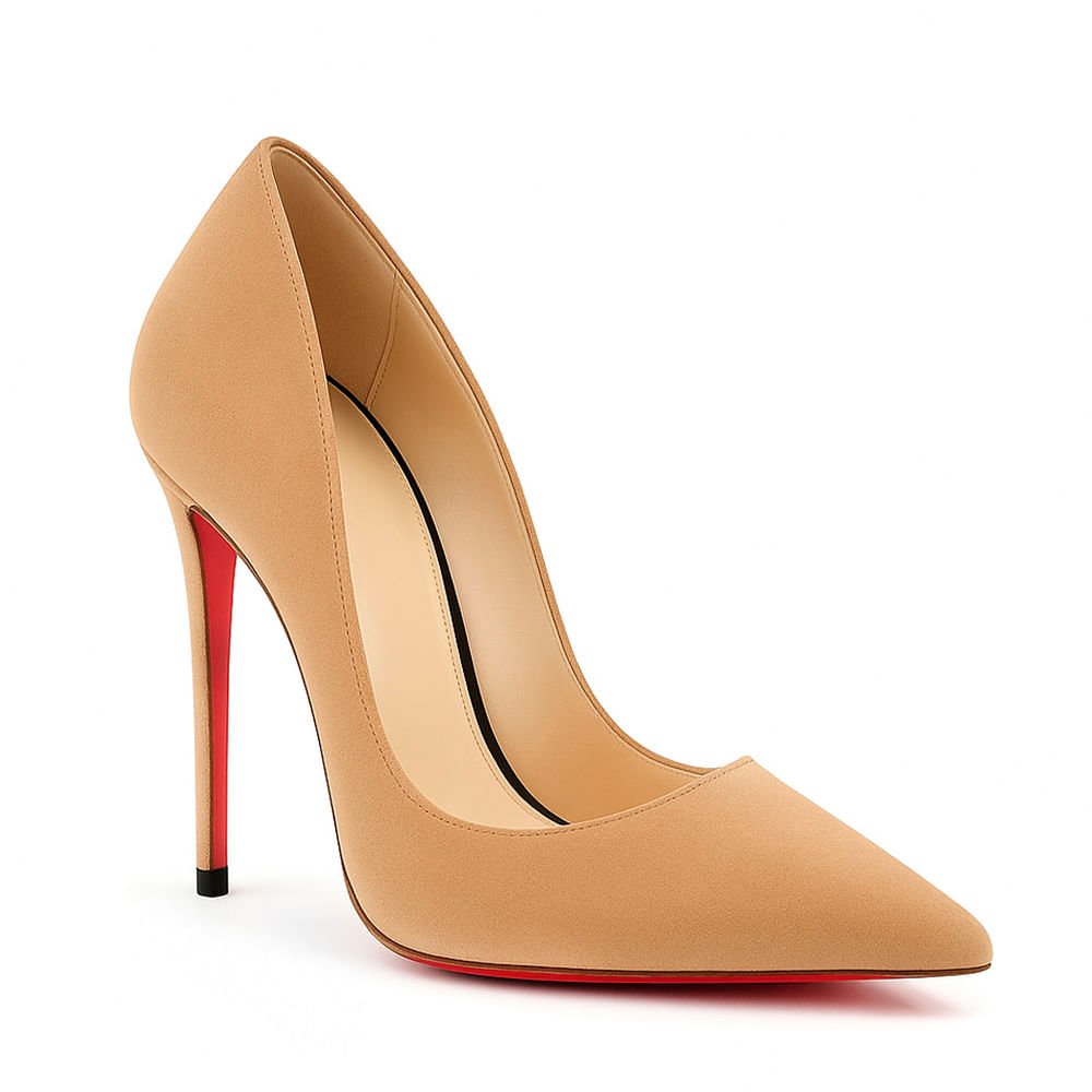 Scarpin Royalz Nobuck Sola Vermelha Salto Fino Celine Nude Escuro Nude 2