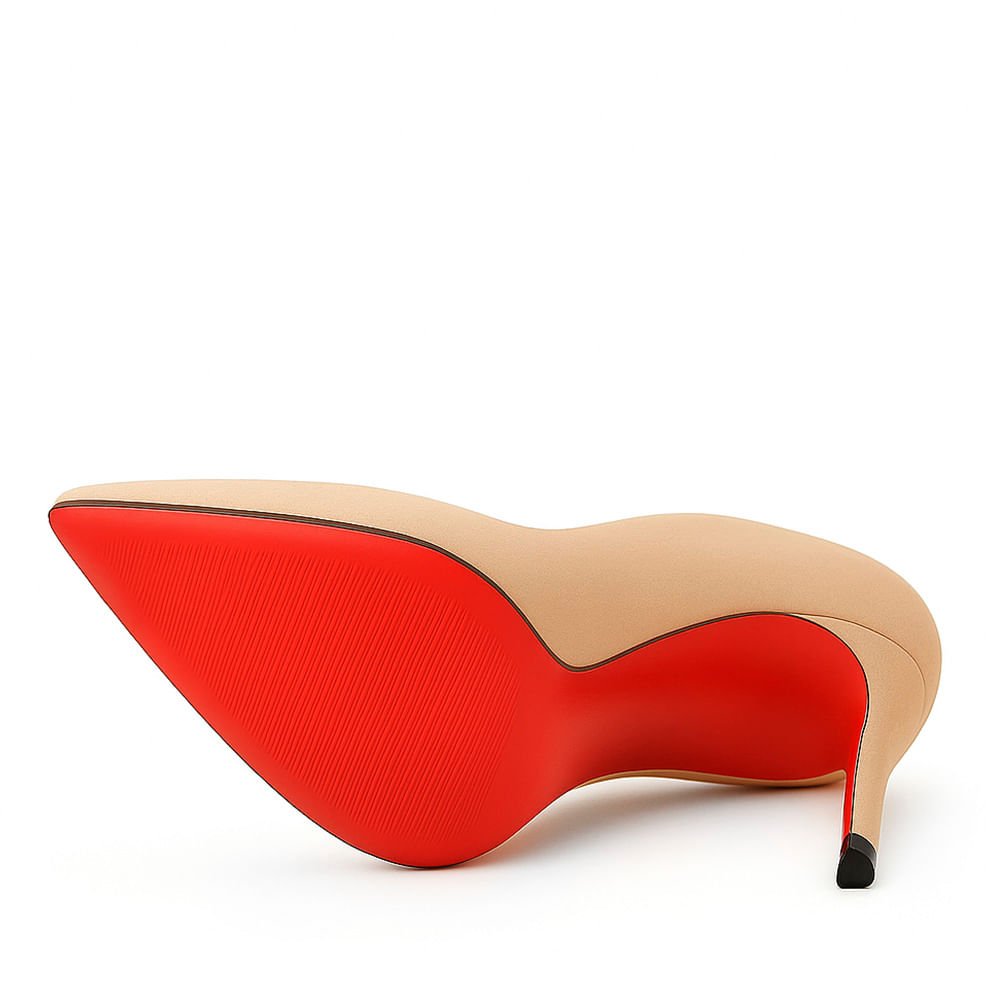 Scarpin Royalz Nobuck Sola Vermelha Salto Fino Celine Nude Escuro Nude 3