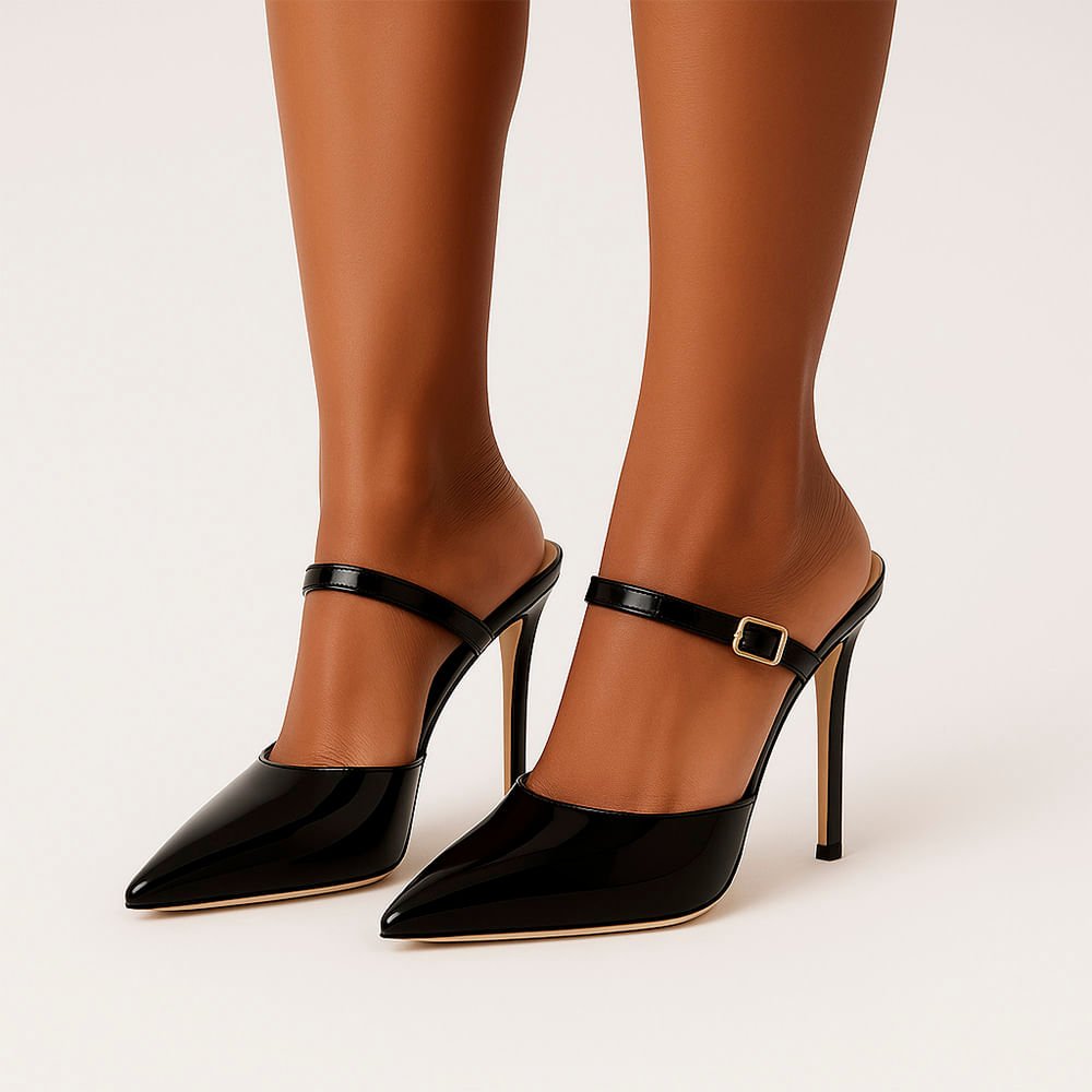 Tamanco Royalz Verniz Luma Salto Alto Fino Preto Preto 2