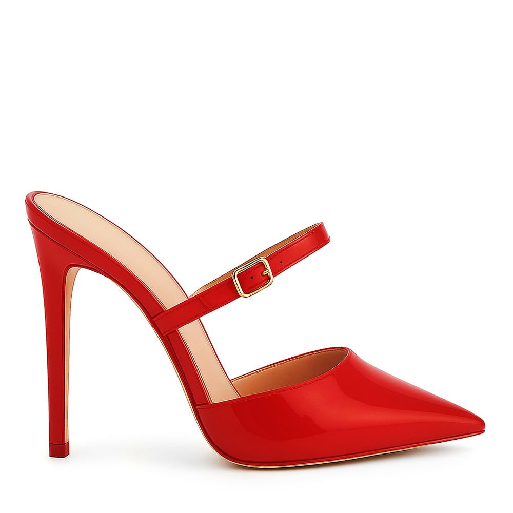Tamanco Royalz Verniz Luma Salto Alto Fino Vermelho