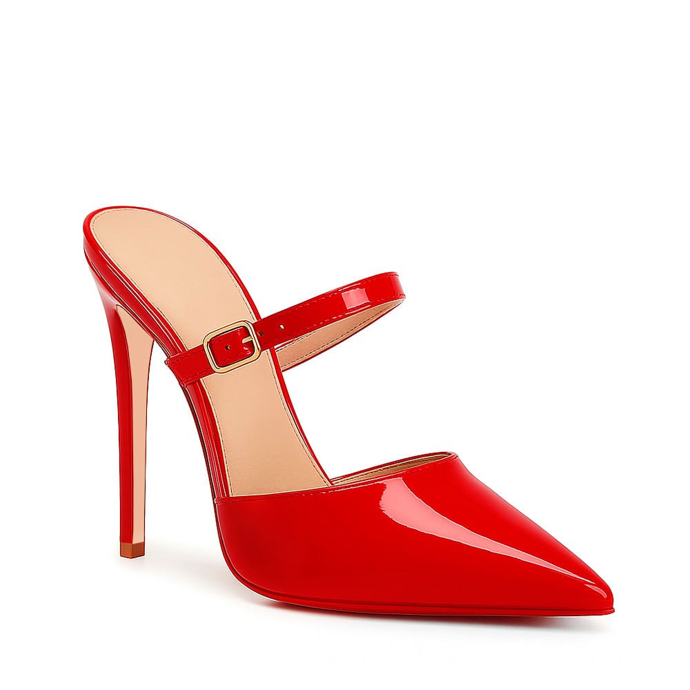 Tamanco Royalz Verniz Luma Salto Alto Fino Vermelho Vermelho 3