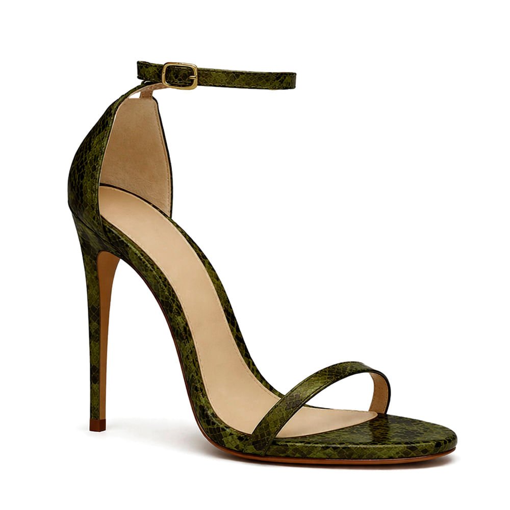 Sandália Royalz Snake Paola Salto Alto Fino Tira Verde Militar Verde 2