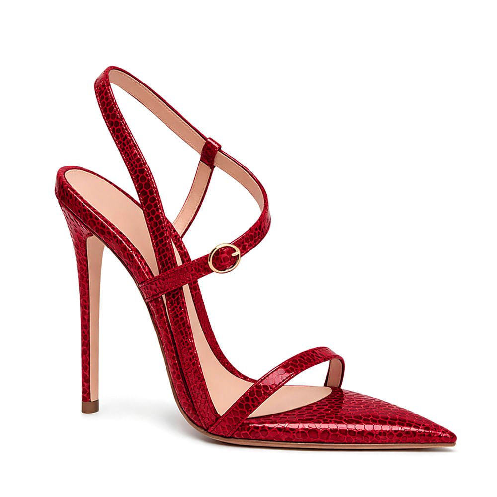 Sandália Royalz Cobra Mirage Thalia Salto Alto Fino Tira Vermelha Vermelho 2