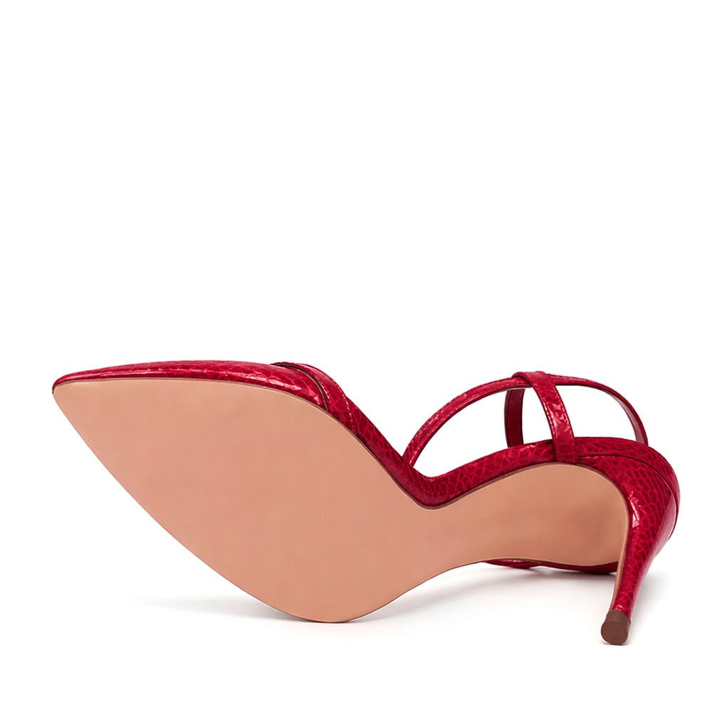 Sandália Royalz Cobra Mirage Thalia Salto Alto Fino Tira Vermelha Vermelho 3
