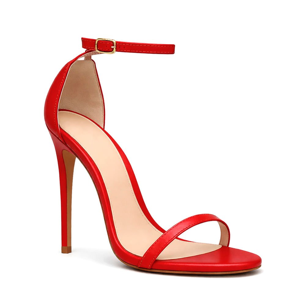 Sandália Royalz Lisa Paola Salto Alto Fino Tira Vermelha Vermelho 2