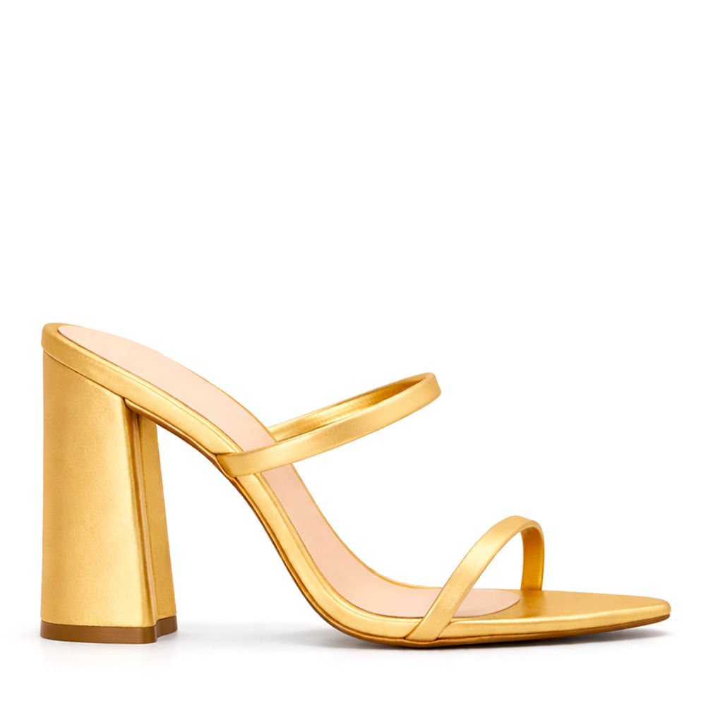 Tamanco Royalz Metalizado Agatha Salto Alto Grosso Dourado
