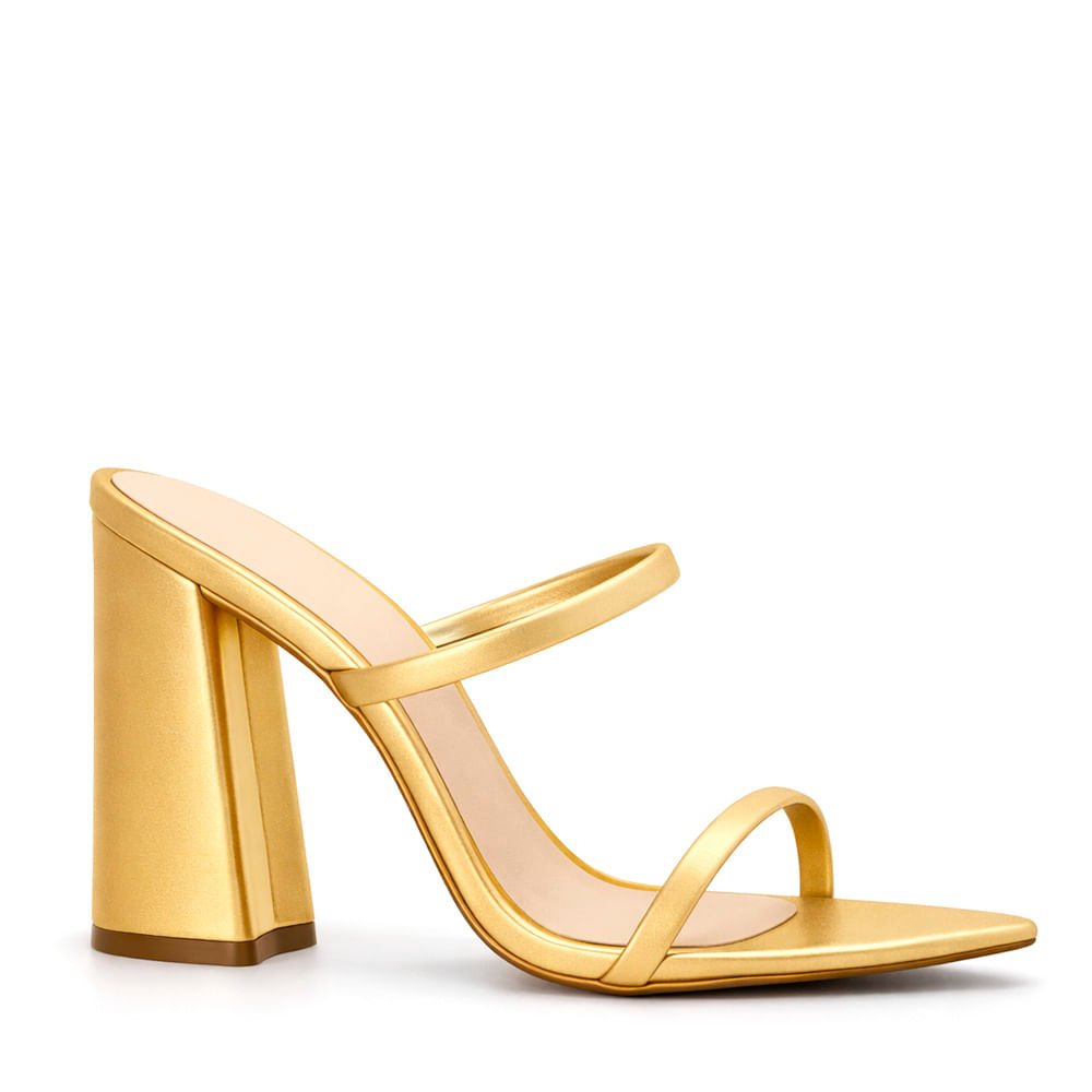 Tamanco Royalz Metalizado Agatha Salto Alto Grosso Dourado Dourado 2