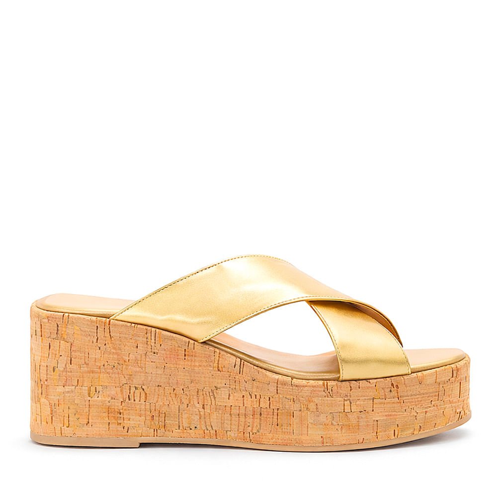 Tamanco Royalz Metalizado Melina Plataforma Dourado