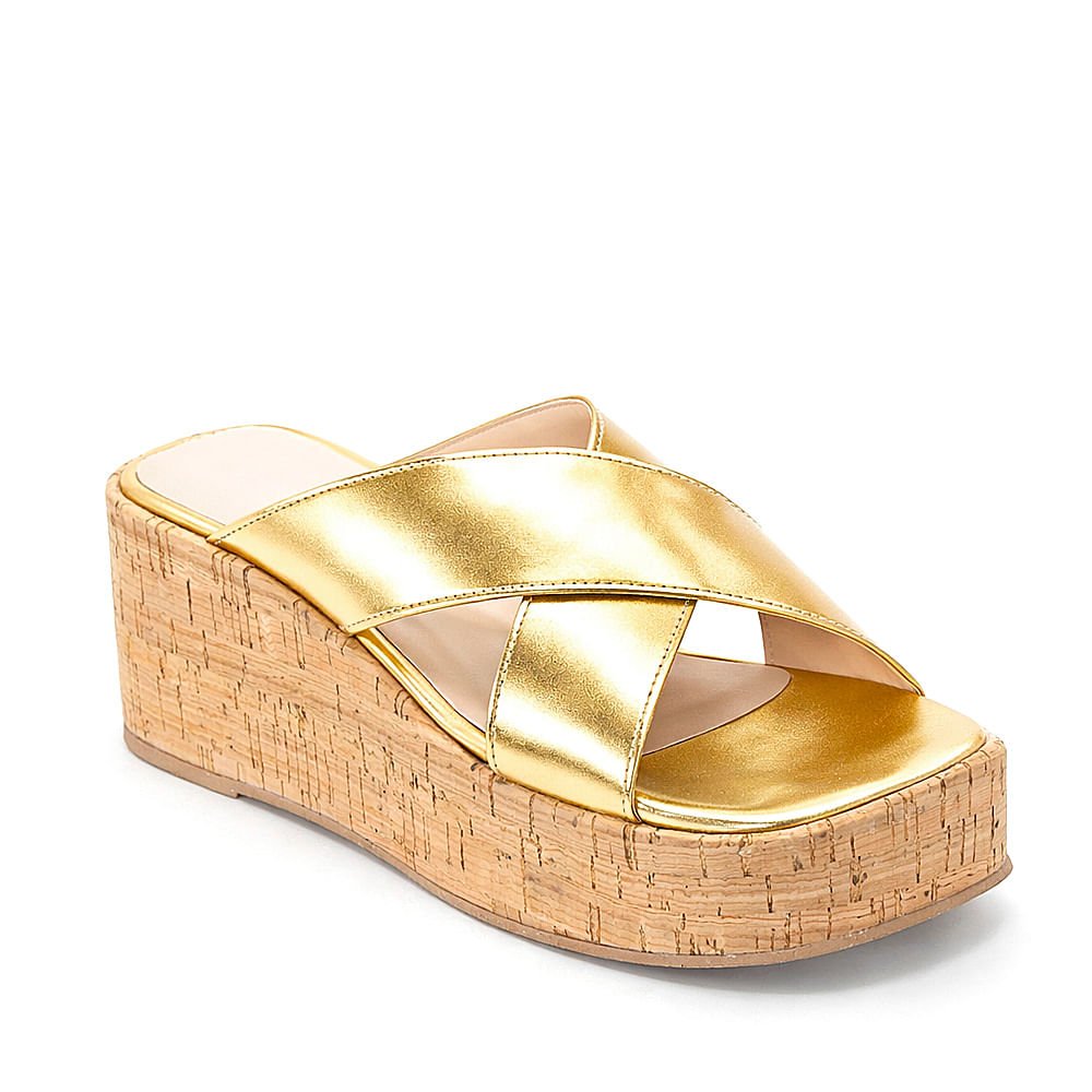 Tamanco Royalz Metalizado Melina Plataforma Dourado Dourado 2