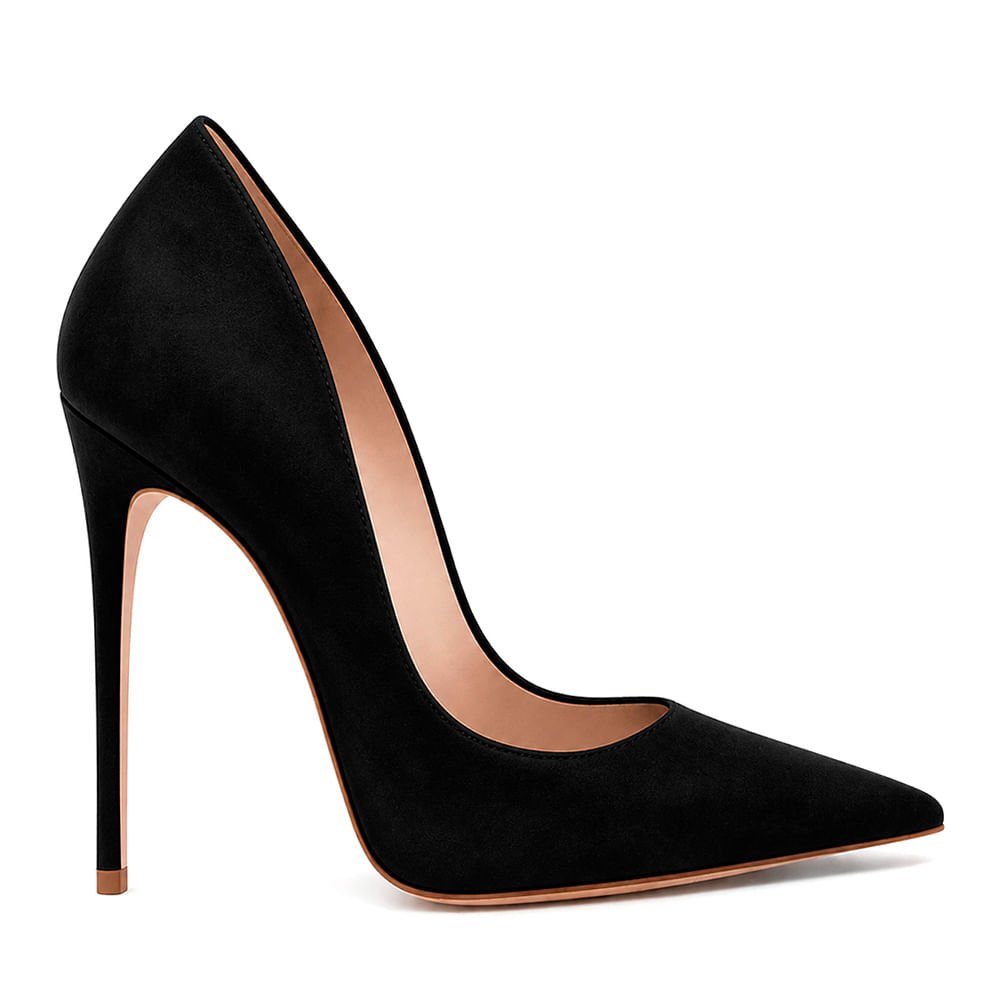 Scarpin Royalz Nobuck Salto Fino Celine Preto