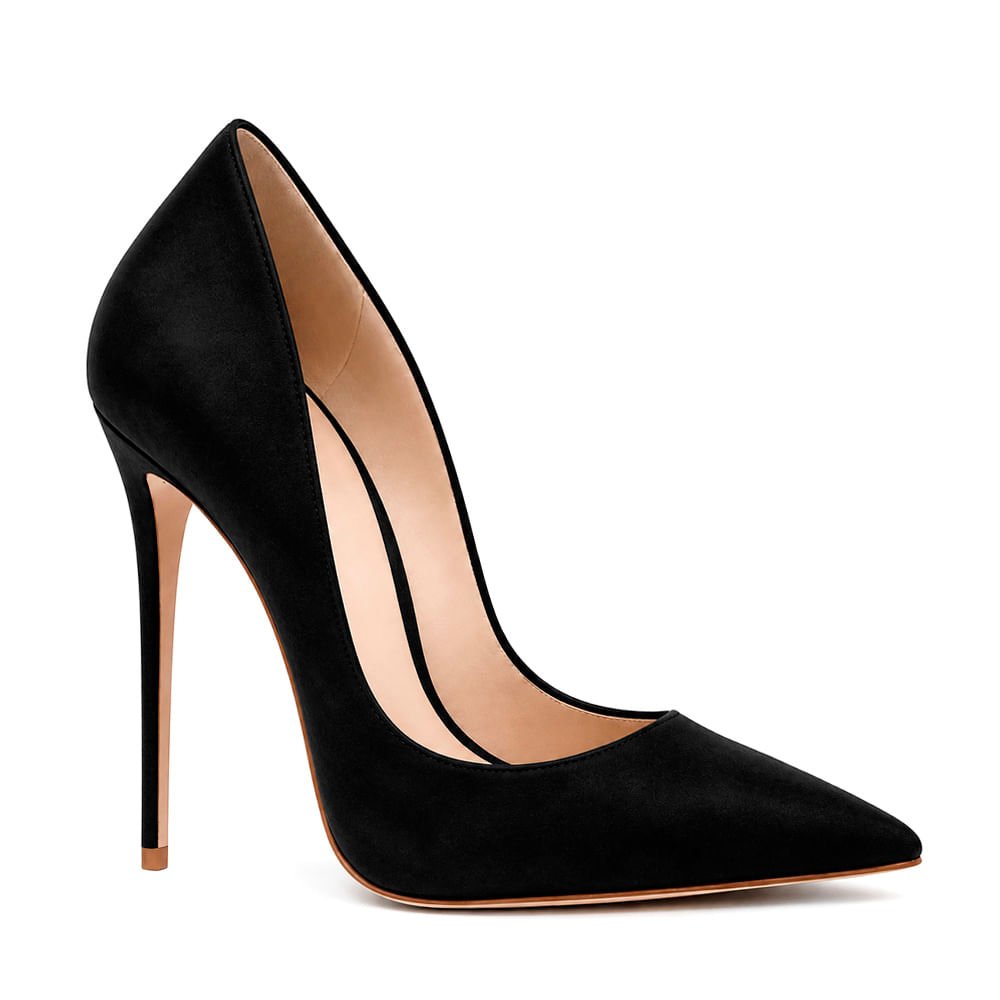 Scarpin Royalz Nobuck Salto Fino Celine Preto Preto 2