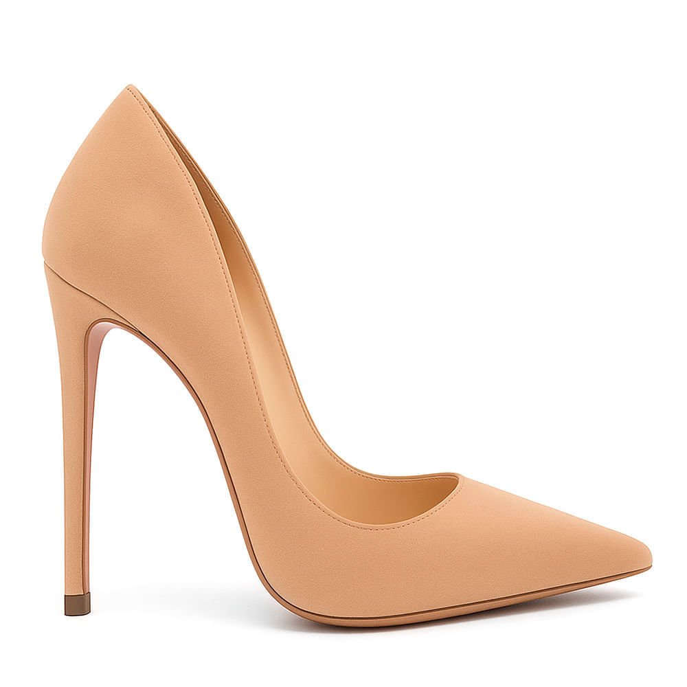 Scarpin Royalz Nobuck Salto Fino Celine Nude Escuro