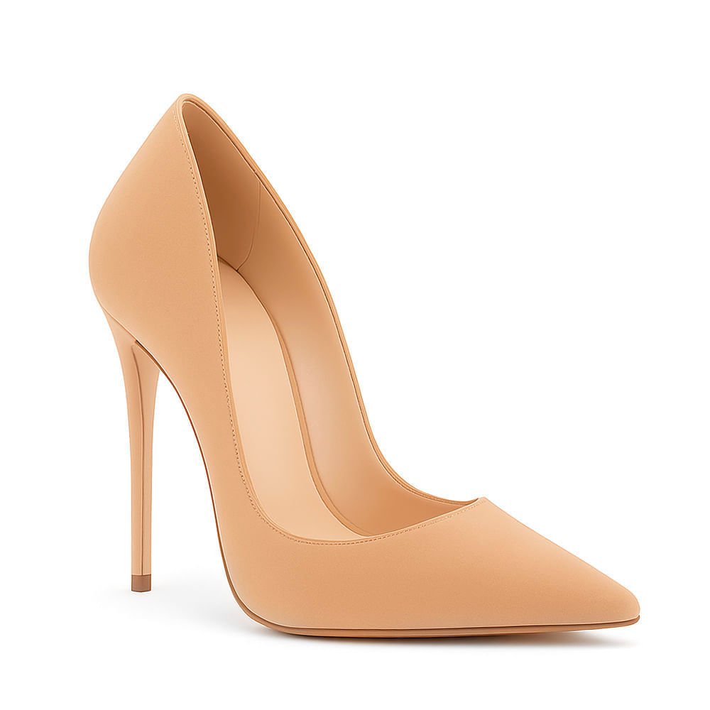 Scarpin Royalz Nobuck Salto Fino Celine Nude Escuro Nude 2