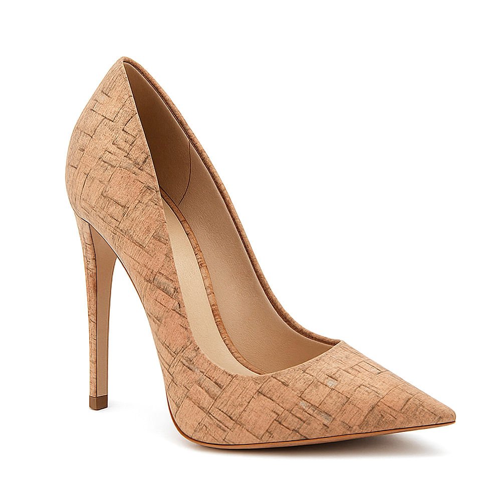 Scarpin Royalz Cortiça Salto Alto Fino Celine Natural Bege 3