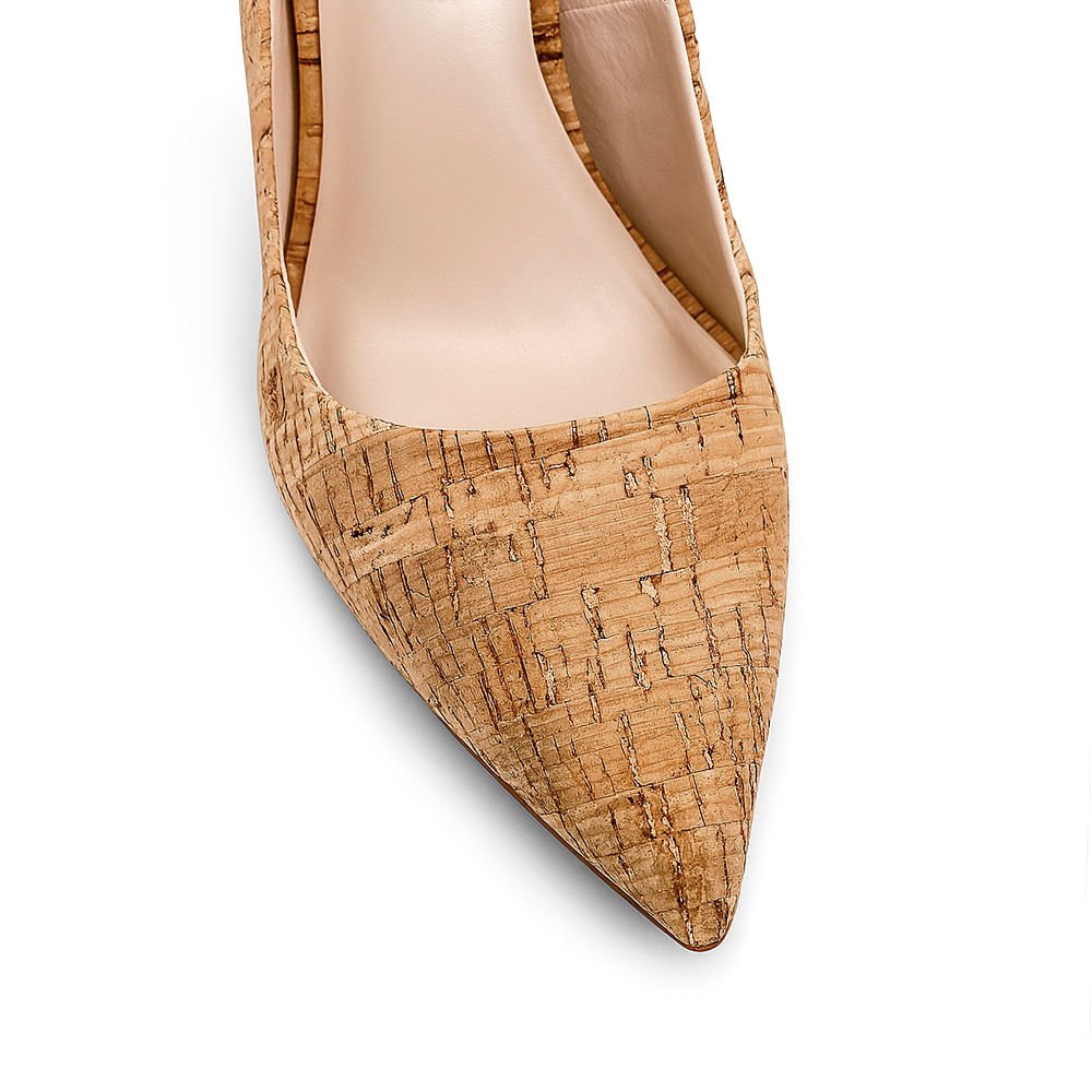 Scarpin Royalz Cortiça Salto Alto Fino Celine Natural Bege 4