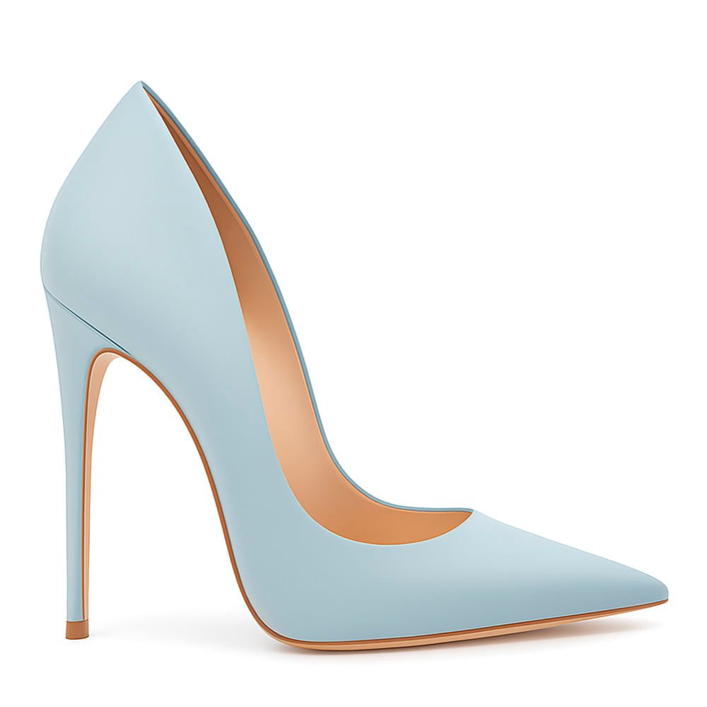 Scarpin Royalz Liso Salto Alto Fino Celine Azul Bebê