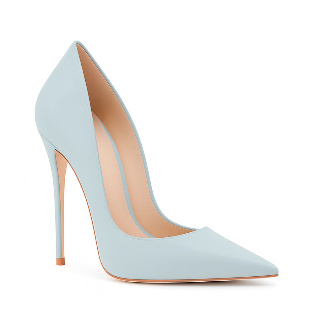Scarpin Royalz Liso Salto Alto Fino Celine Azul Bebê Azul 2