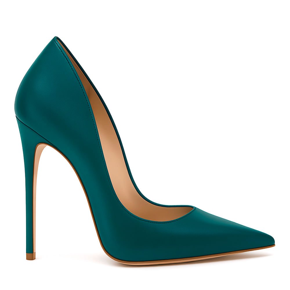 Scarpin Royalz Liso Salto Alto Fino Celine Verde Turquesa