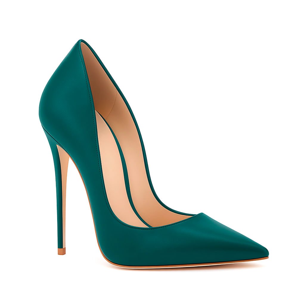 Scarpin Royalz Liso Salto Alto Fino Celine Verde Turquesa Verde 2