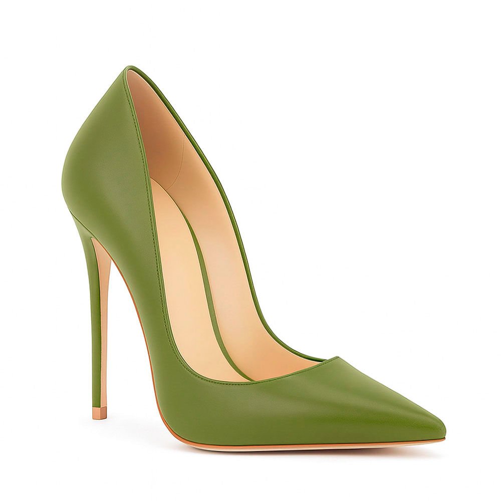 Scarpin Royalz Liso Salto Alto Fino Celine Verde Musgo Verde 2