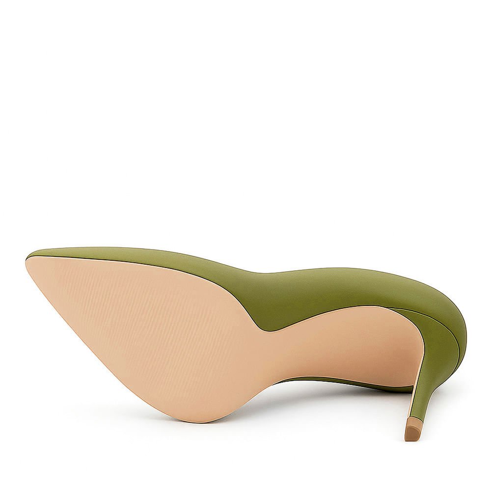 Scarpin Royalz Liso Salto Alto Fino Celine Verde Musgo Verde 3