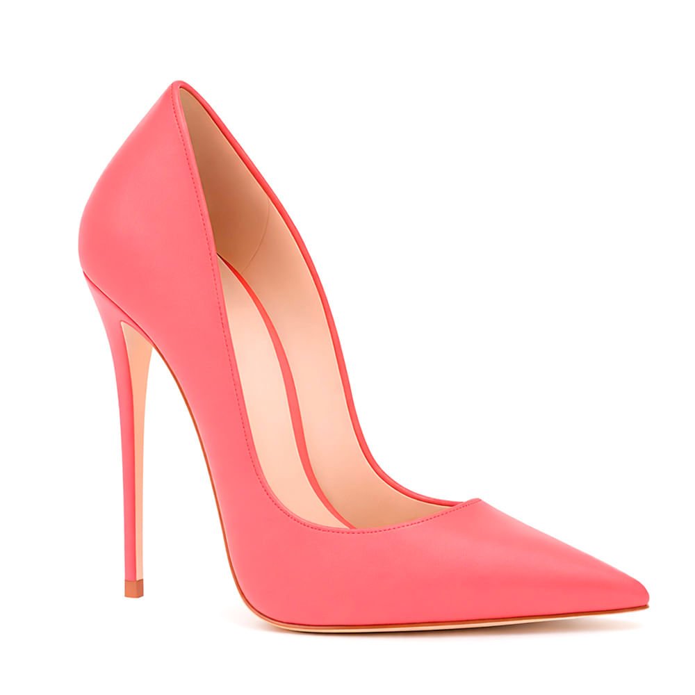 Scarpin Royalz Liso Salto Alto Fino Celine Coral Coral 2