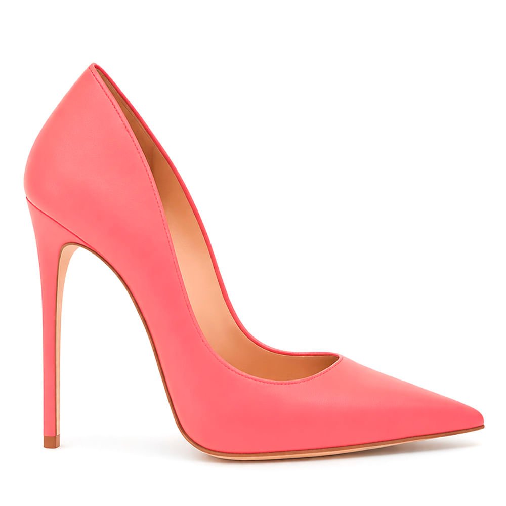 Scarpin Royalz Liso Salto Alto Fino Celine Coral