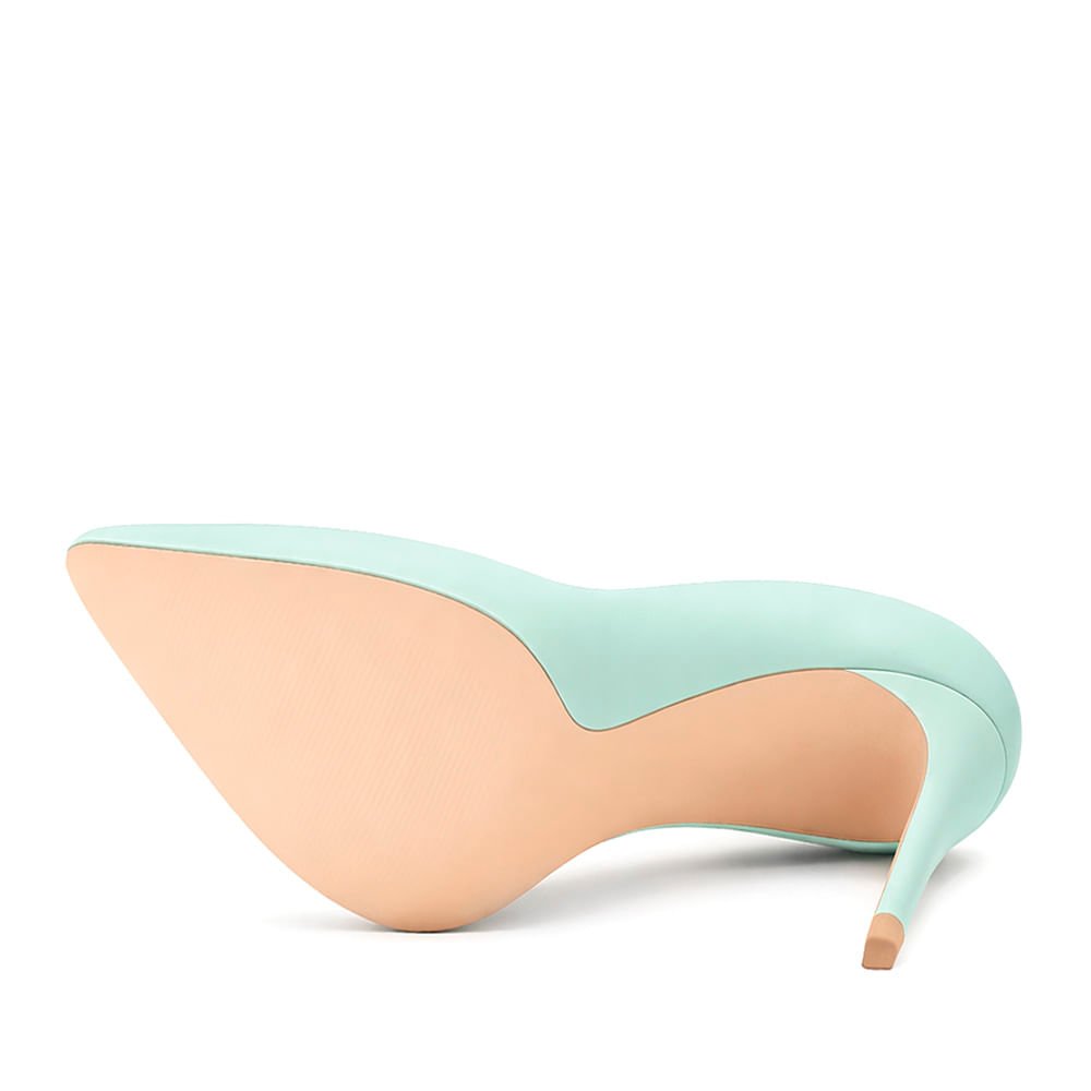 Scarpin Royalz Liso Salto Alto Fino Celine Verde Água Verde 3