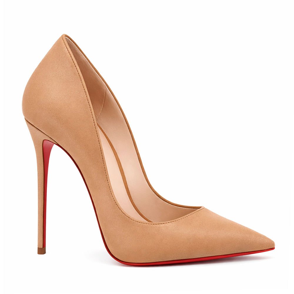 Scarpin Royalz Liso Sola Vermelha Salto Alto Fino Celine Nude Escuro Nude 2