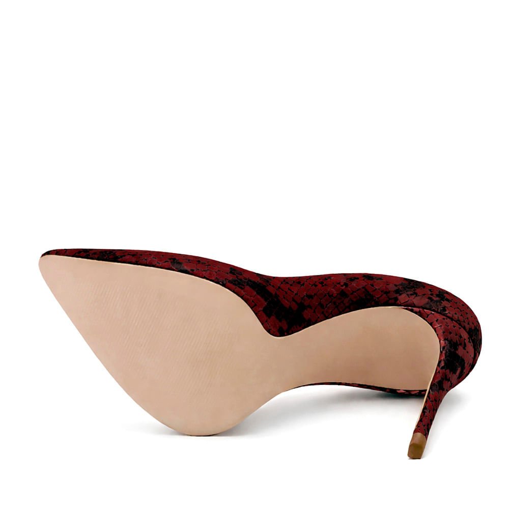 Scarpin Royalz Snake Salto Alto Fino Celine Vermelho Vermelho 3