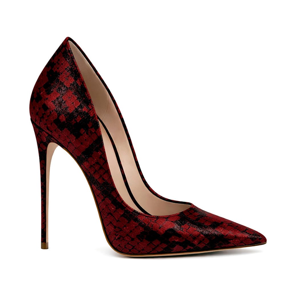 Scarpin Royalz Snake Salto Alto Fino Celine Vermelho Vermelho 2