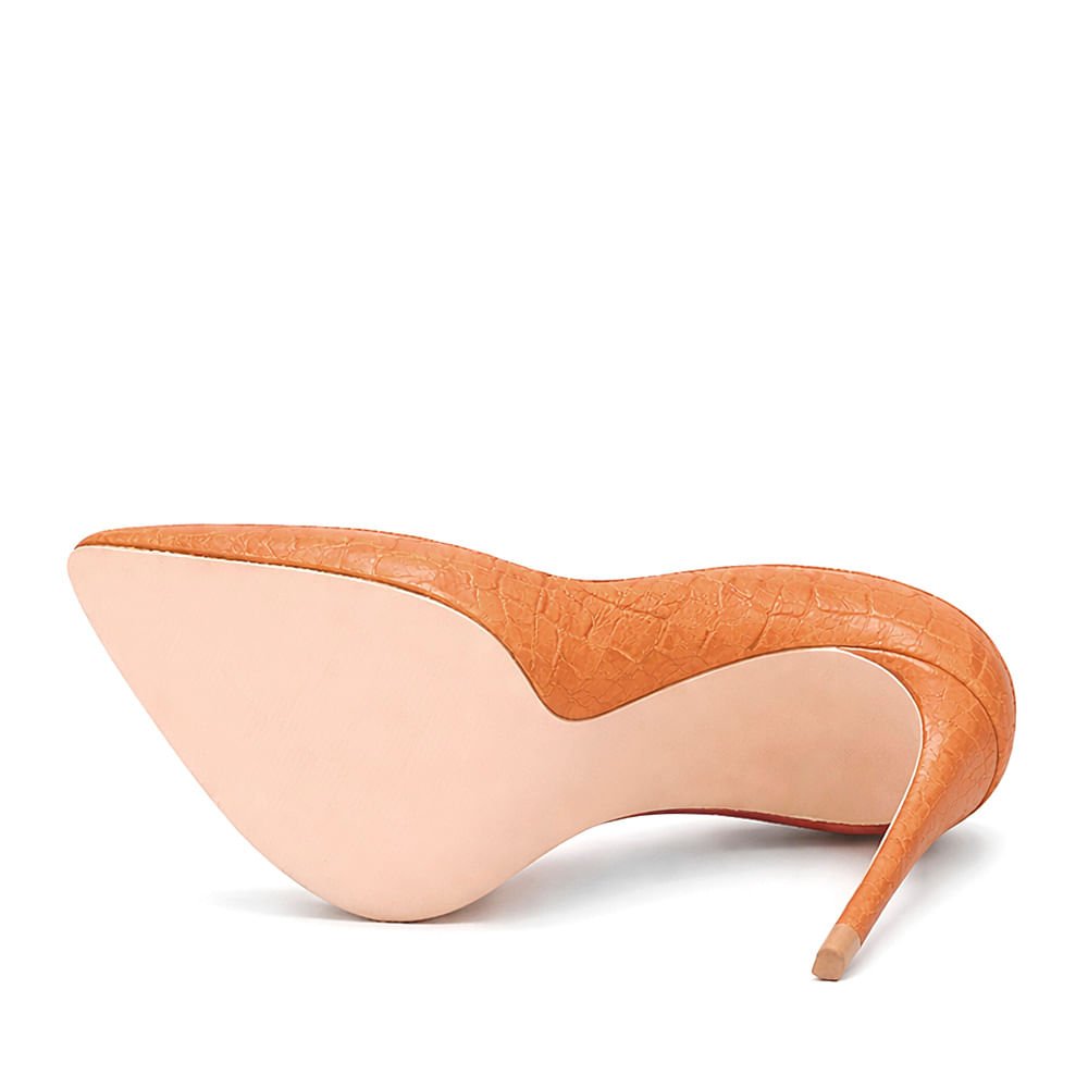 Scarpin Royalz Croco Salto Alto Fino Celine Marrom Claro Marrom 3