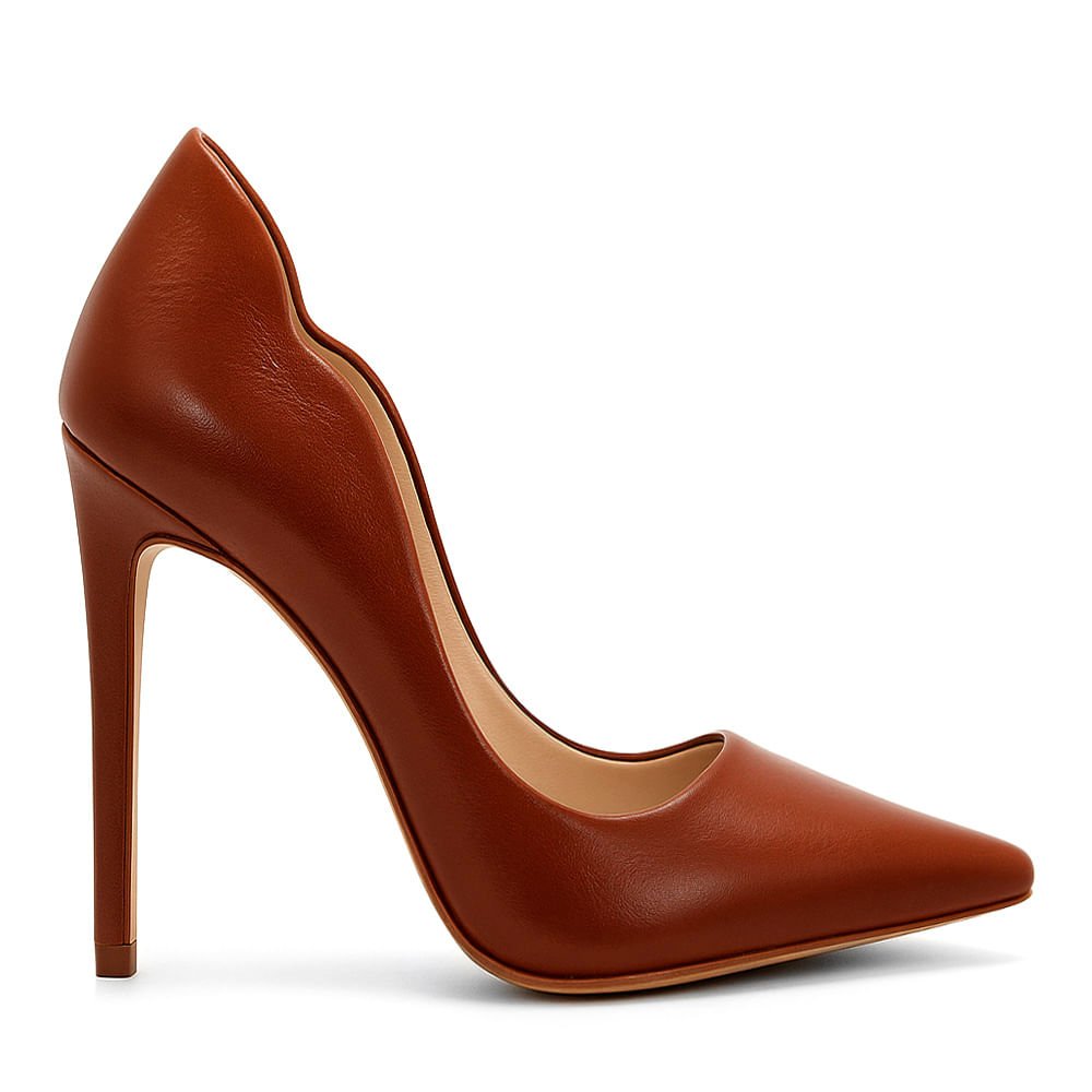 Scarpin Royalz Liso Salto Alto Fino Celine Curvas Marrom Whisky