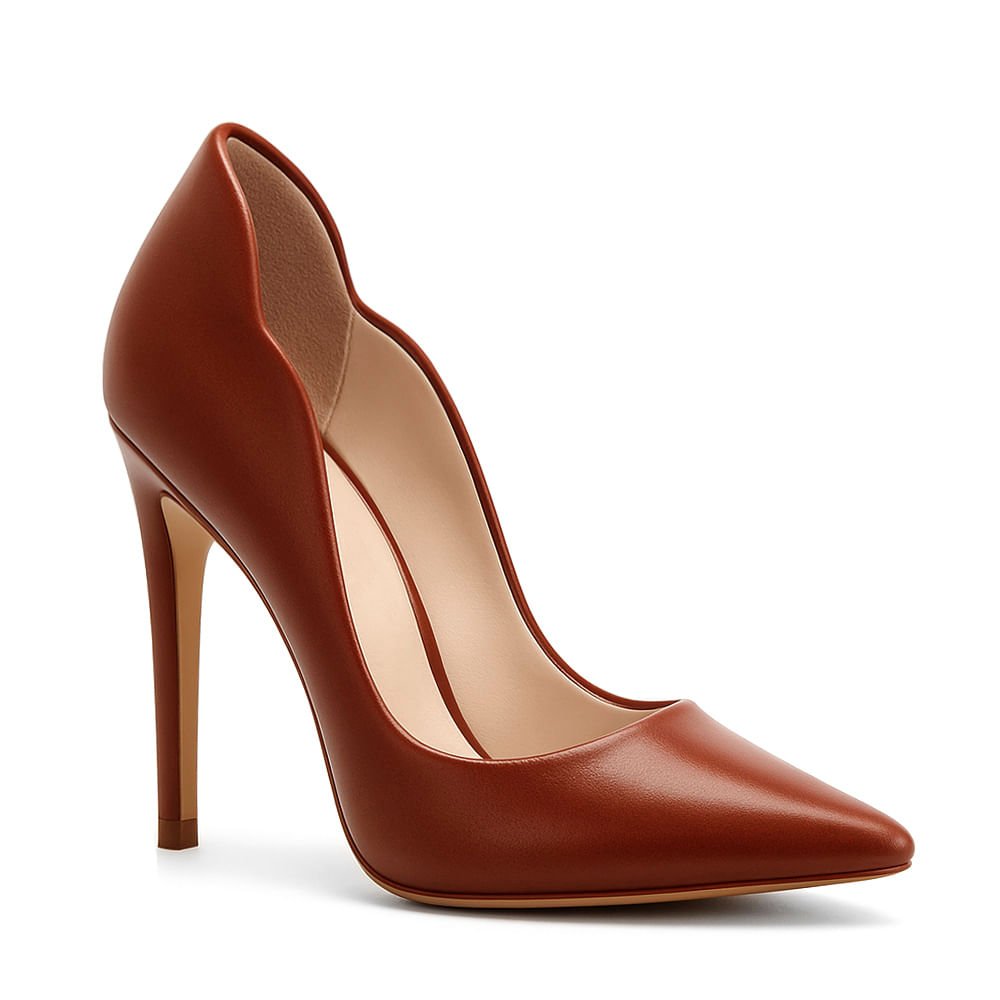 Scarpin Royalz Liso Salto Alto Fino Celine Curvas Marrom Whisky Marrom 2