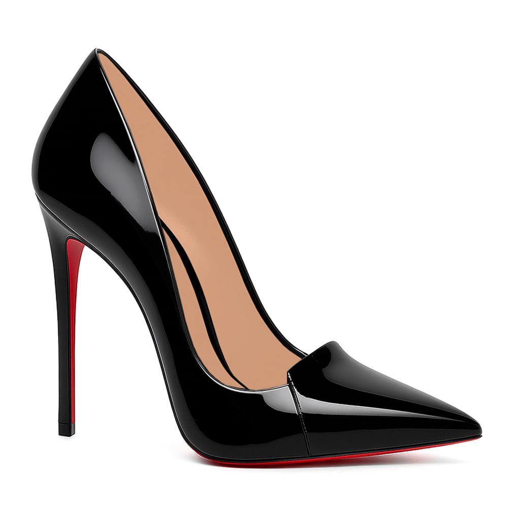 Scarpin Royalz Verniz Sola Vermelha Salto Alto Fino Elise Preto Preto 2