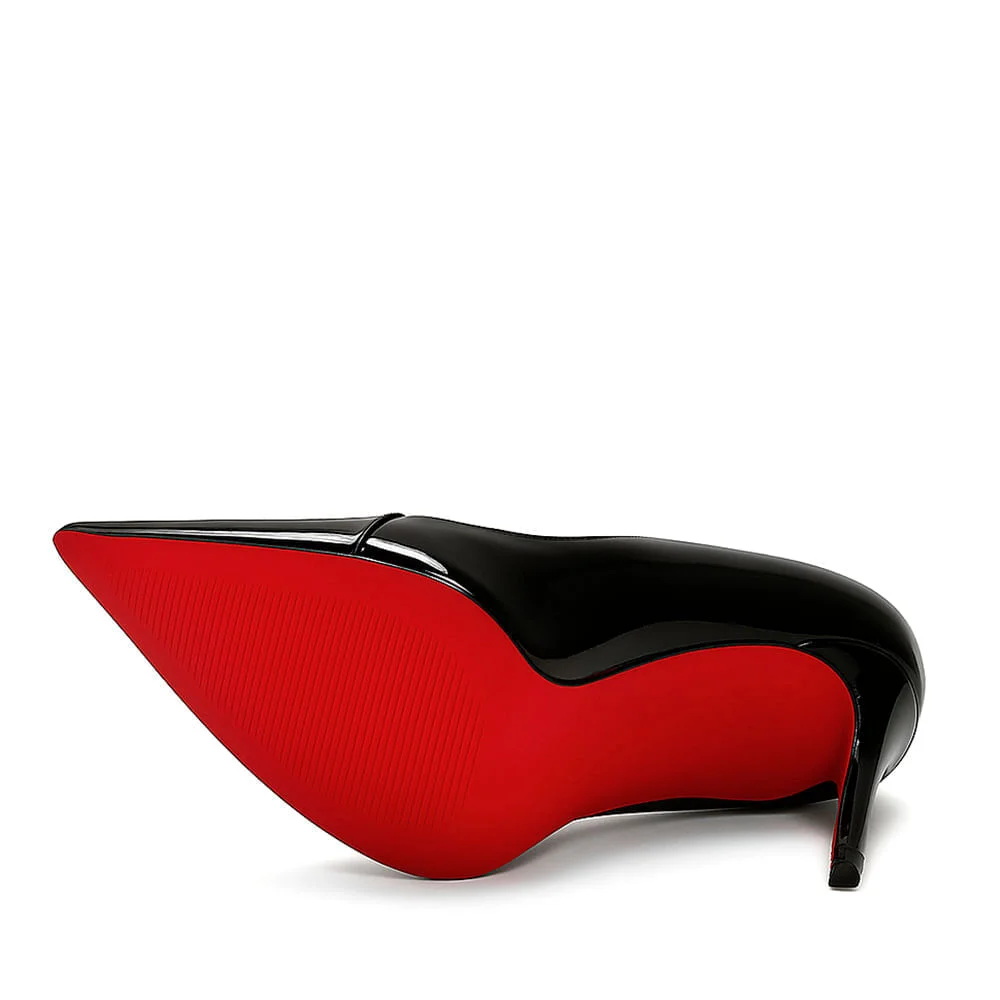 Scarpin Royalz Verniz Sola Vermelha Salto Alto Fino Elise Preto Preto 3
