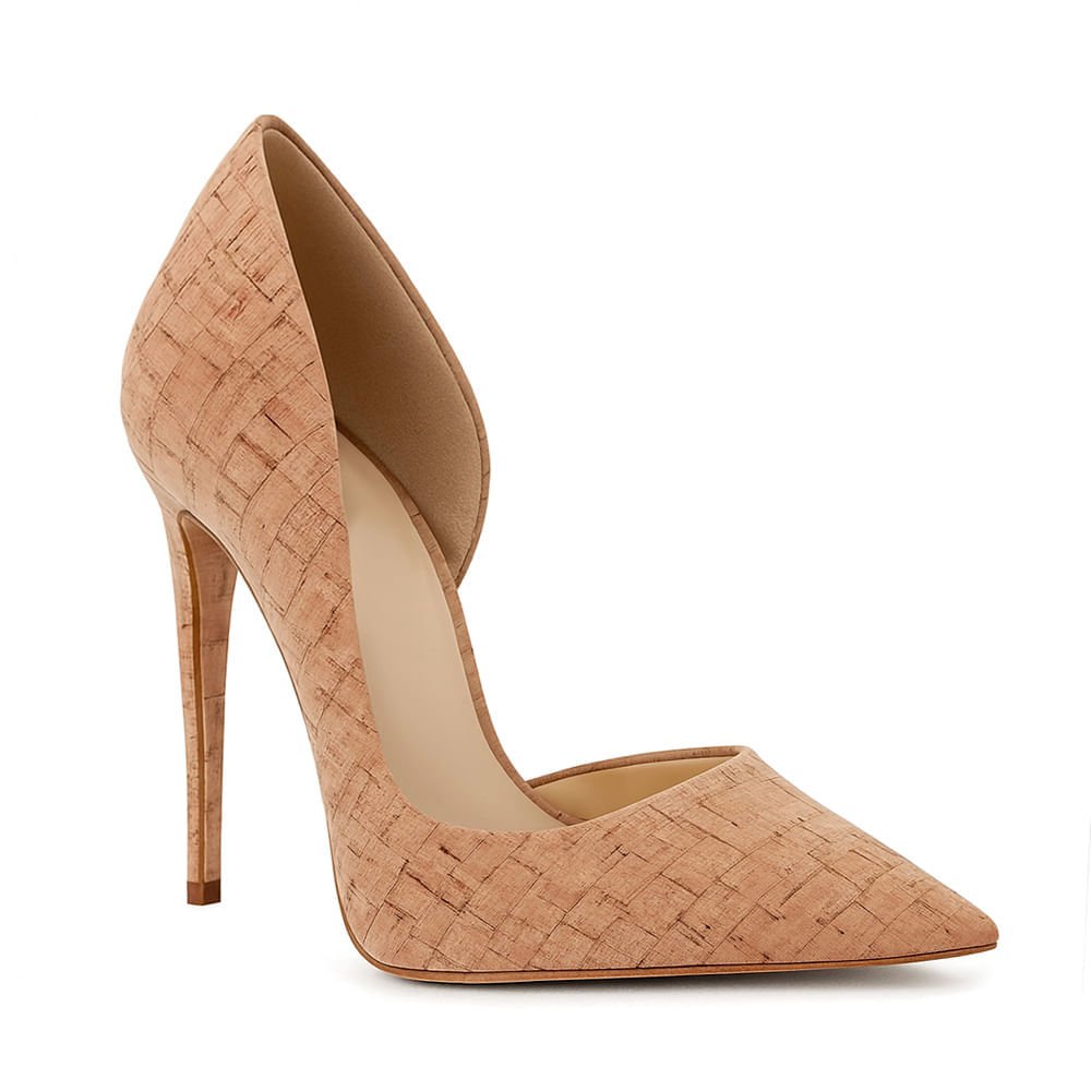 Scarpin Royalz Cortiça Abertura Interna Salto Alto Fino Celine Natural Bege 2