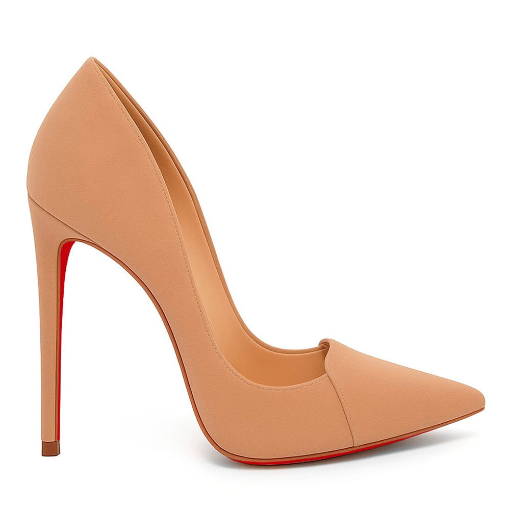 Scarpin Royalz Nobuck Sola Vermelha Salto Alto Fino Elise Nude Escuro