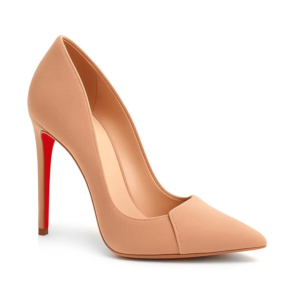 Scarpin Royalz Nobuck Sola Vermelha Salto Alto Fino Elise Nude Escuro Nude 2