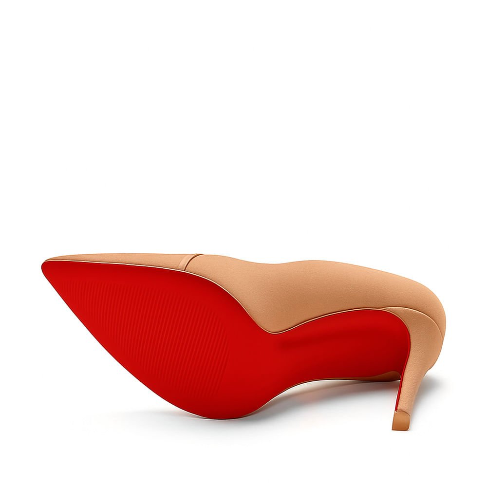 Scarpin Royalz Nobuck Sola Vermelha Salto Alto Fino Elise Nude Escuro Nude 3