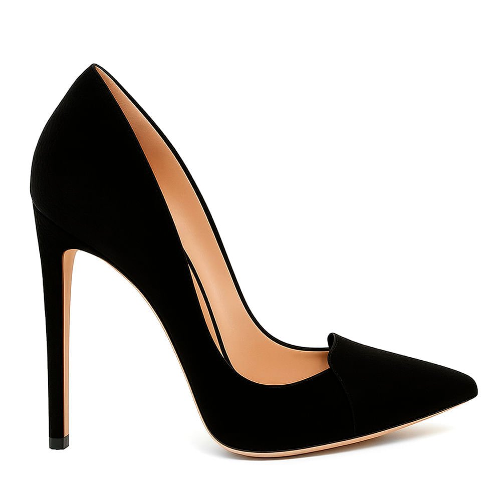 Scarpin Royalz Nobuck Salto Alto Fino Elise Preto