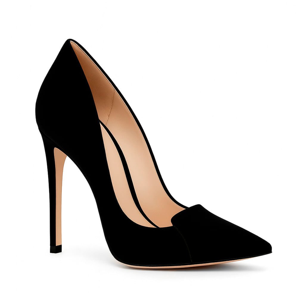 Scarpin Royalz Nobuck Salto Alto Fino Elise Preto Preto 2
