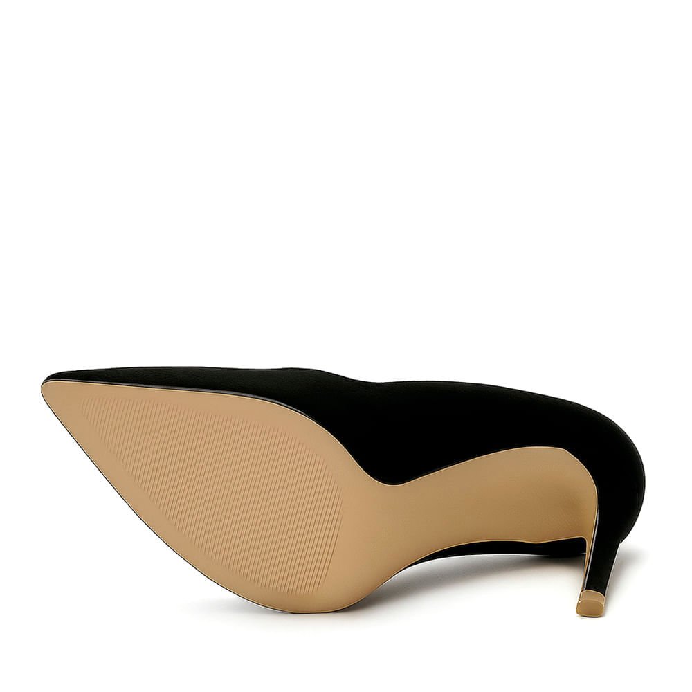Scarpin Royalz Nobuck Salto Alto Fino Elise Preto Preto 3