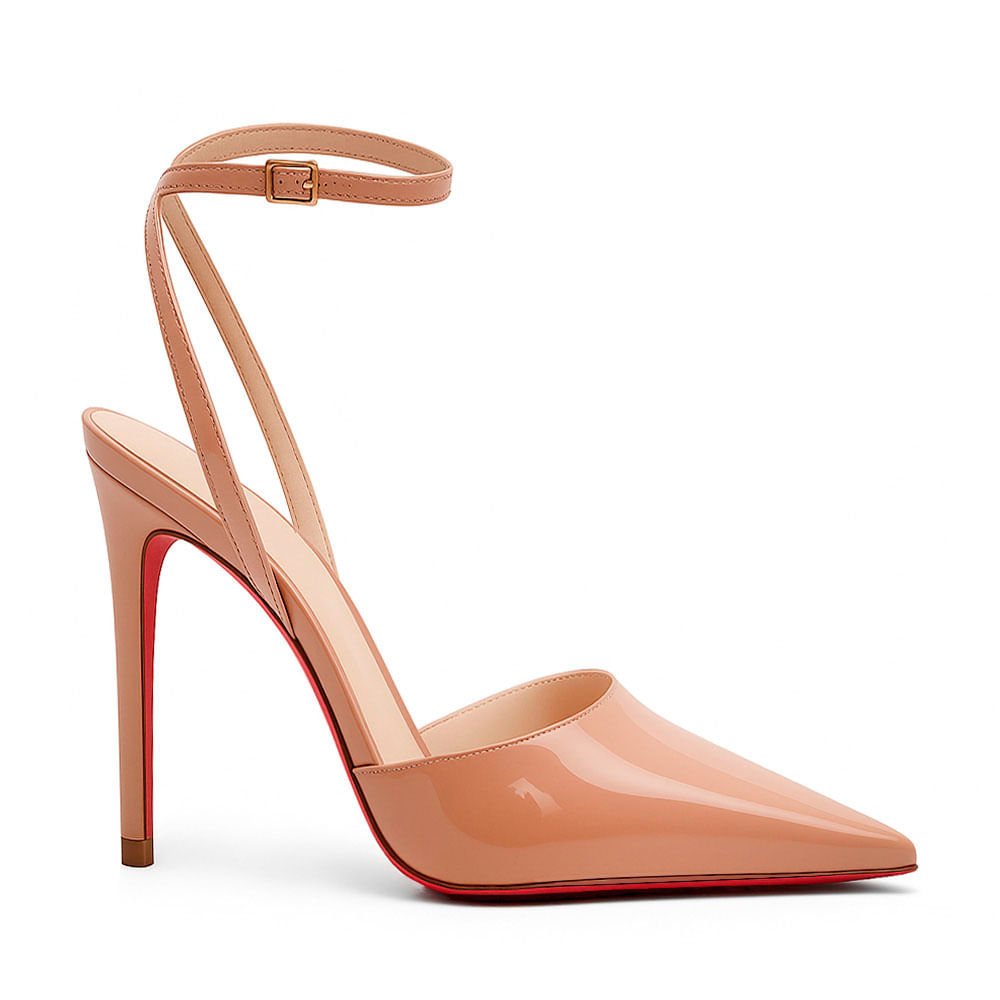Scarpin Royalz Ankle Strap Verniz Sola Vermelha Salto Alto Fino Lina Nude Nude 2