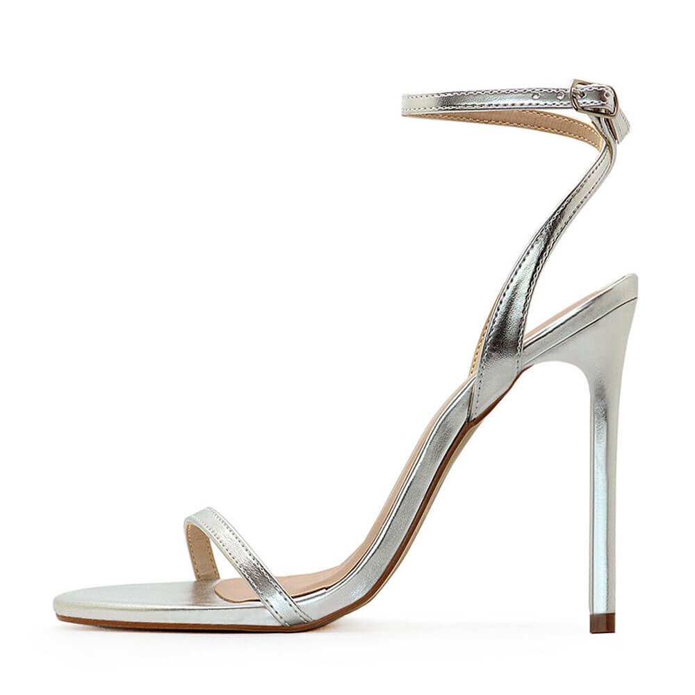 Sandália Royalz Metalizada Liz Salto Alto Fino Prata Prata 3