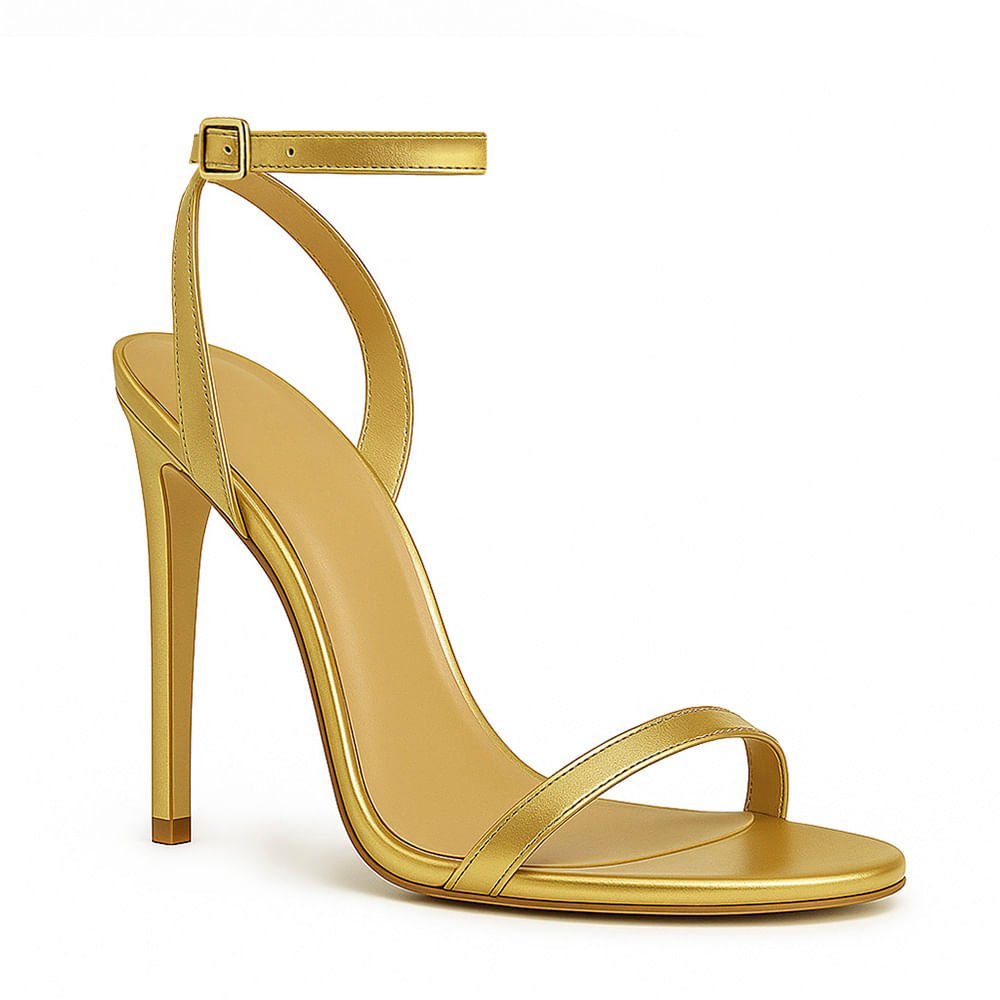 Sandália Royalz Metalizada Liz Salto Alto Fino Dourada Dourado 3